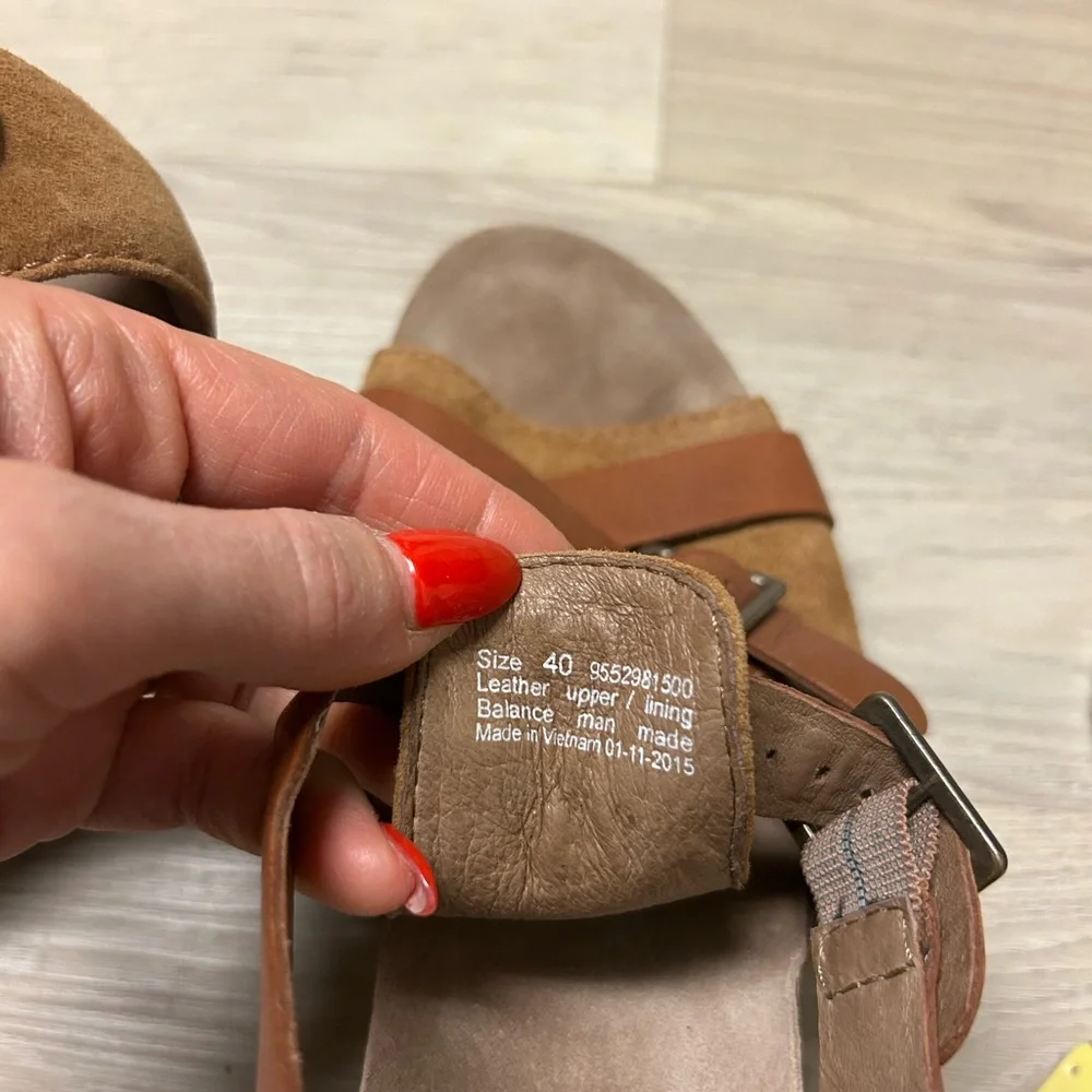 Dansko Sandals Dominique Tan Brown Women 40 US 9.5-10 Block Heel Leather Suede - Picture 10 of 13